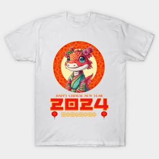 Cute Girl Dragon: Happy Chinese New Year 2024! T-Shirt